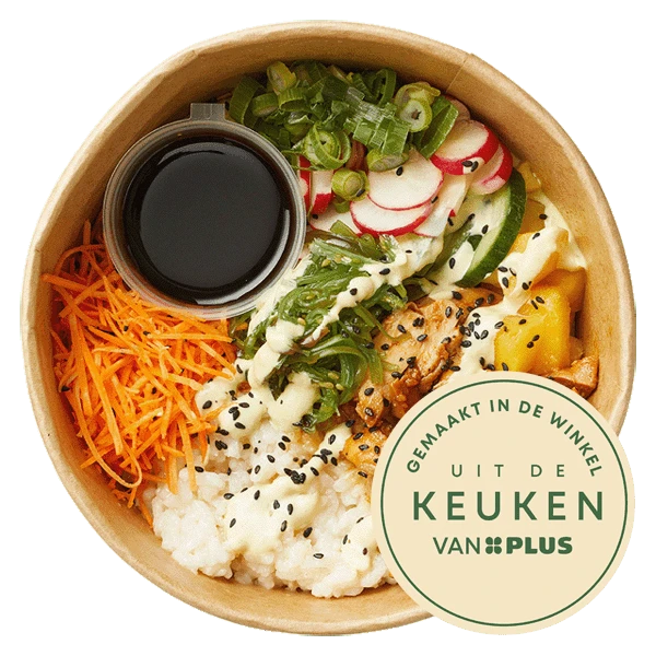 Uit de keuken van Poké bowl krokante kip