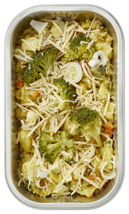 Ovenschotel broccoli, prei en geh