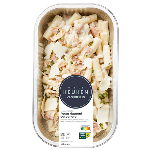 Uit de keuken van PLUS Rigatoni Carbonara