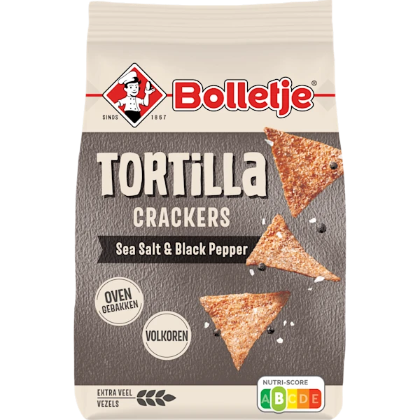 Bolletje Tortilla Crackers Sea Salt Black Pepp.