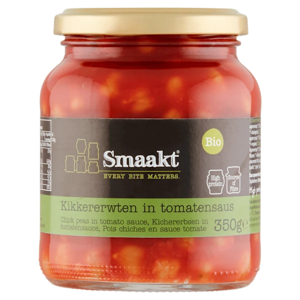 Smaakt Kikkererwten tomatensaus bio