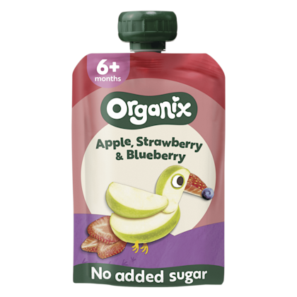 Organix Knijpfruit Appel, Aardbei, Bosbes 6+m