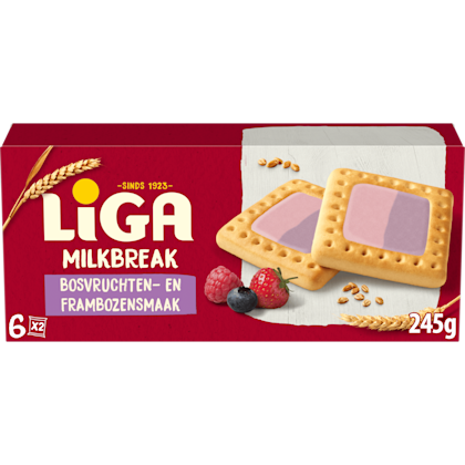 Liga Milkbreak koekjes bosvruchten framboos