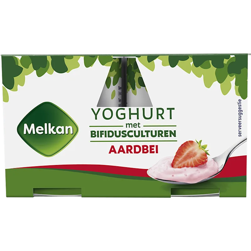 Melkan Yoghurt met culturen aardbei