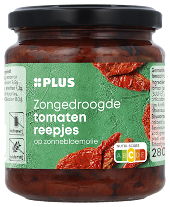 Zongedroogde tomatenreepjes op olie