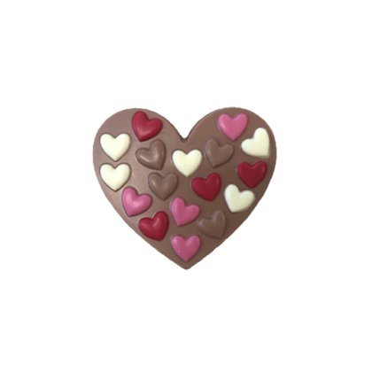 Chocolade hart met gekleurde hartjes