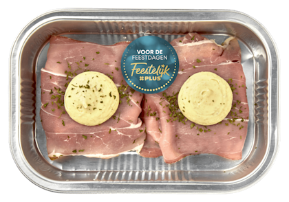 Ovenschotel varkensfiletlapje rauw ham