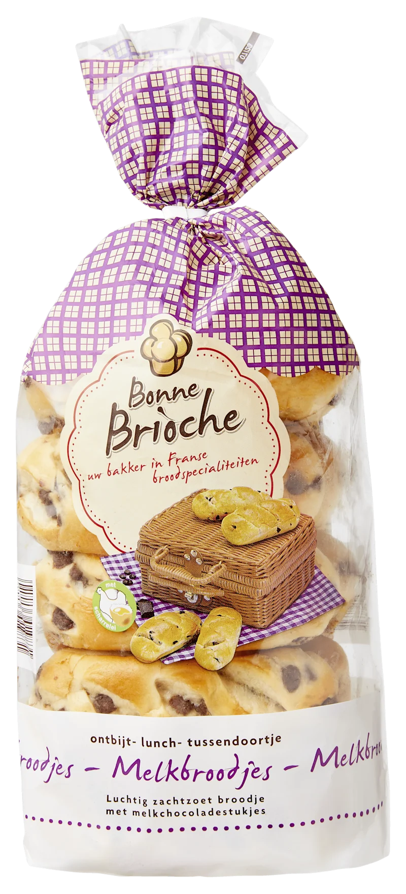 Bonne Brioche Melkbroodjes met stukjes chocolade