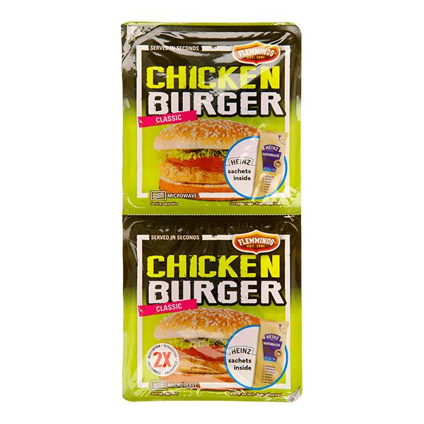 Flemmings Chickenburger duo Per Tray 2 st