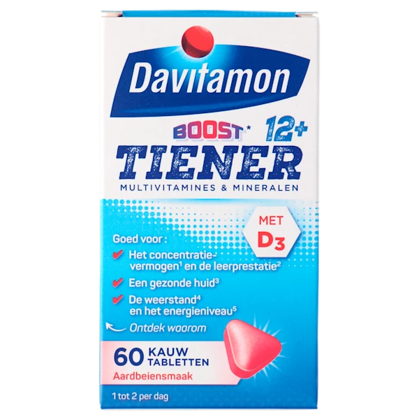 Davitamon Vitamine Boost 12+ kauwtablet aardbei
