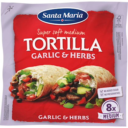 Tortilla wrap Garlic + Herbs 8st