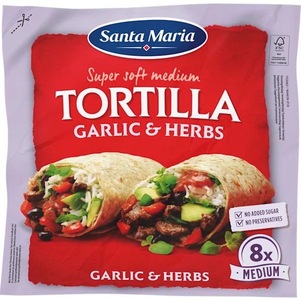 Santa maria Tortilla wrap Garlic + Herbs 8st
