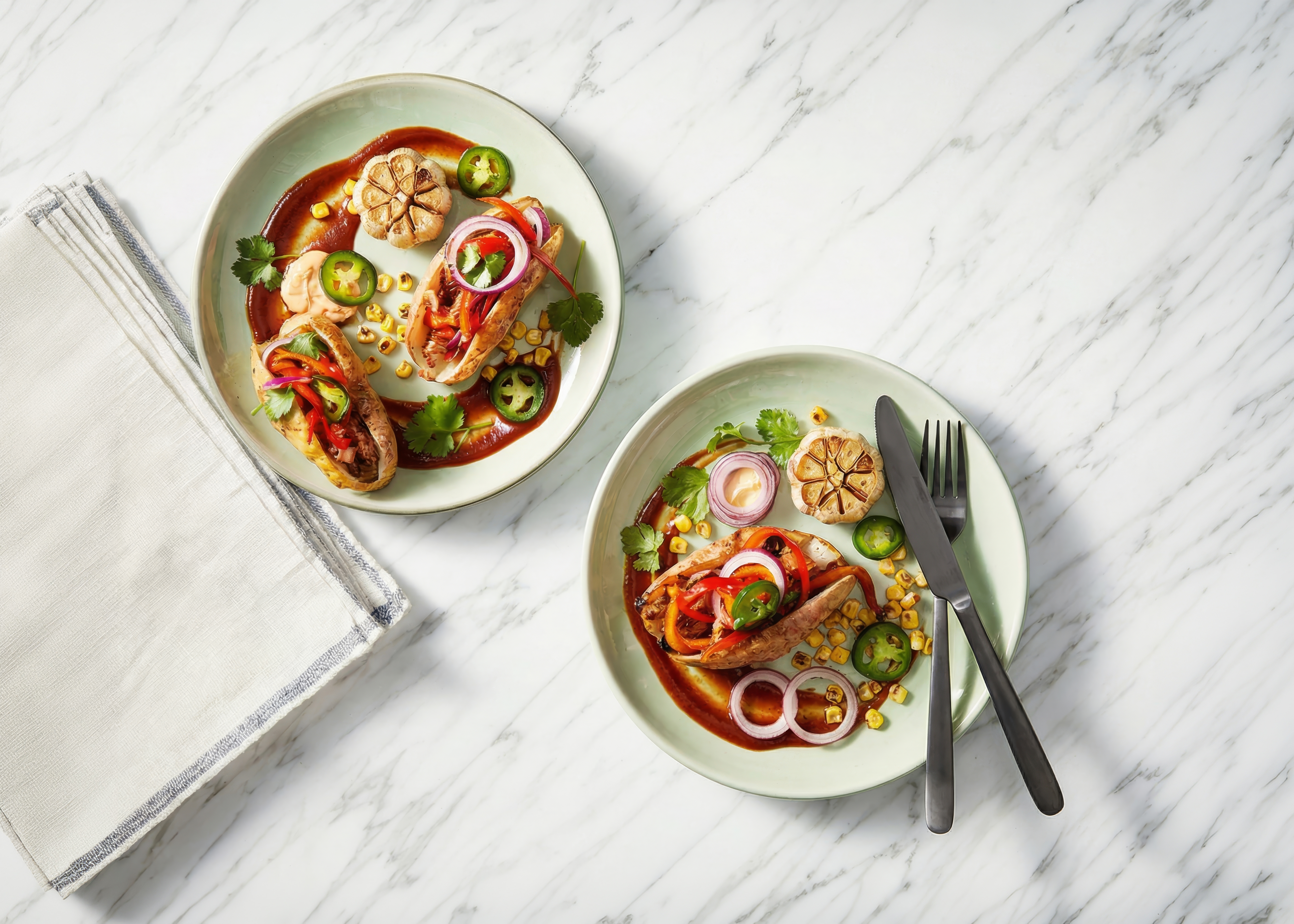 BBQ-aardappels met pulled chicken