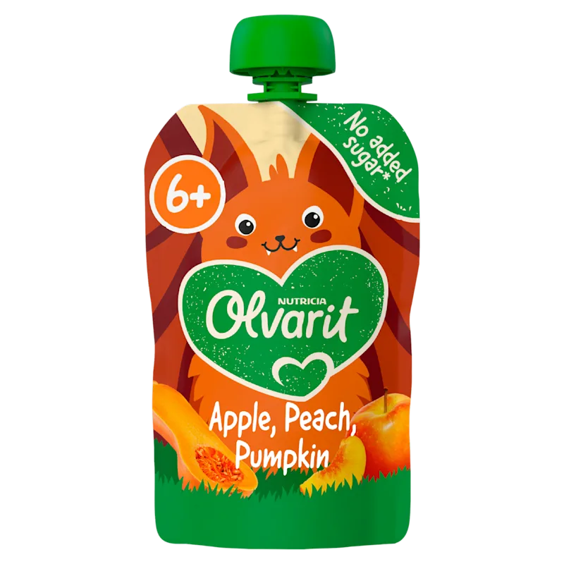 Olvarit 6+mnd Knijpfruit Appel Perzik Pompoen