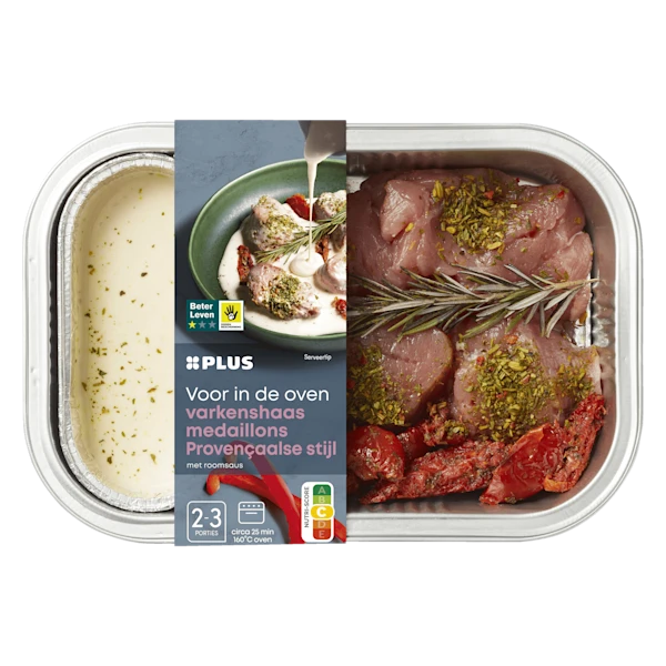 PLUS Ovenschotel varkenshaasmedaillons