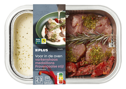 PLUS Ovenschotel varkenshaasmedaillons