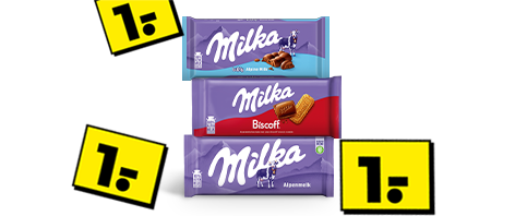 Milka voor 1 euro. Geldig van 19 t/m 25 augustus