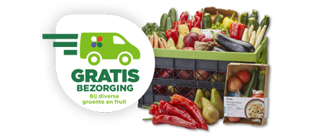 Gratis bezorging bij aankoop van groente en fruit. Geldig van 13 t/m 19 mei
