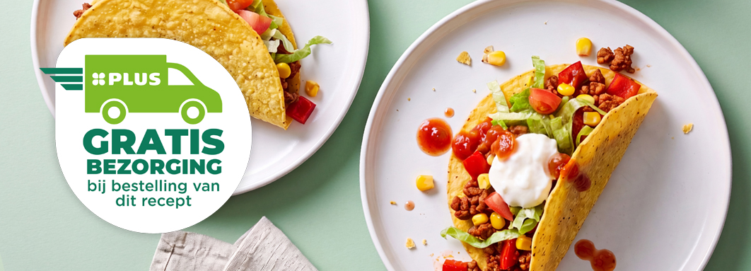 Gratis bezorging bij aankoop van de ingrediënten van het Beter Bikken Recept Taco's met gehakt en yoghurt.				