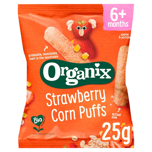 Organix Strawberry corn pufs 6m+