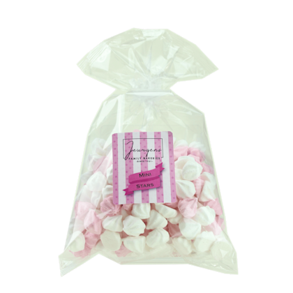Mini schuimsterren wit en roze
