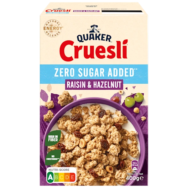 Quaker Cruesli Zero Sugar Raisin&Haze