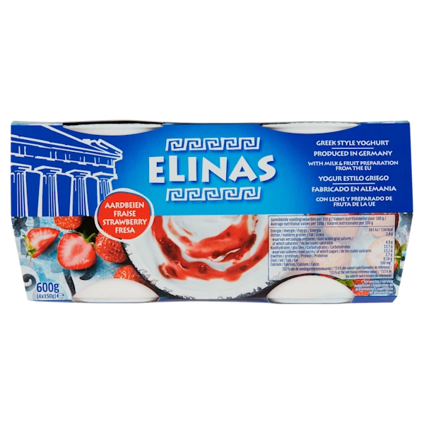 Elinas Griekse stijl yoghurt aardbei 4-pack
