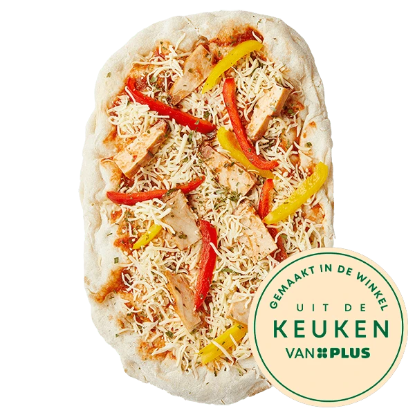 Uit de keuken van PLUS Pinsa BBQ Chicken