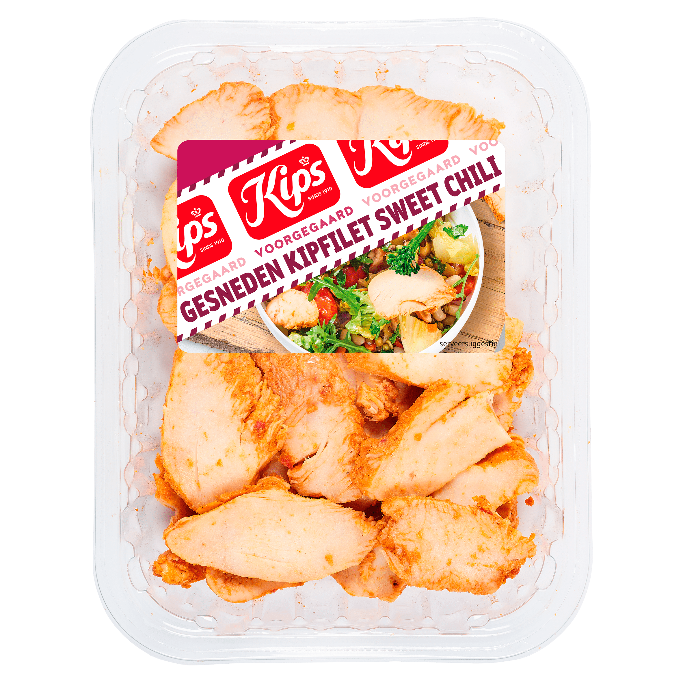 Kips Gegaarde Kip Sweet Chili Per Bak 150 gram (per kilo €18.73) PLUS
