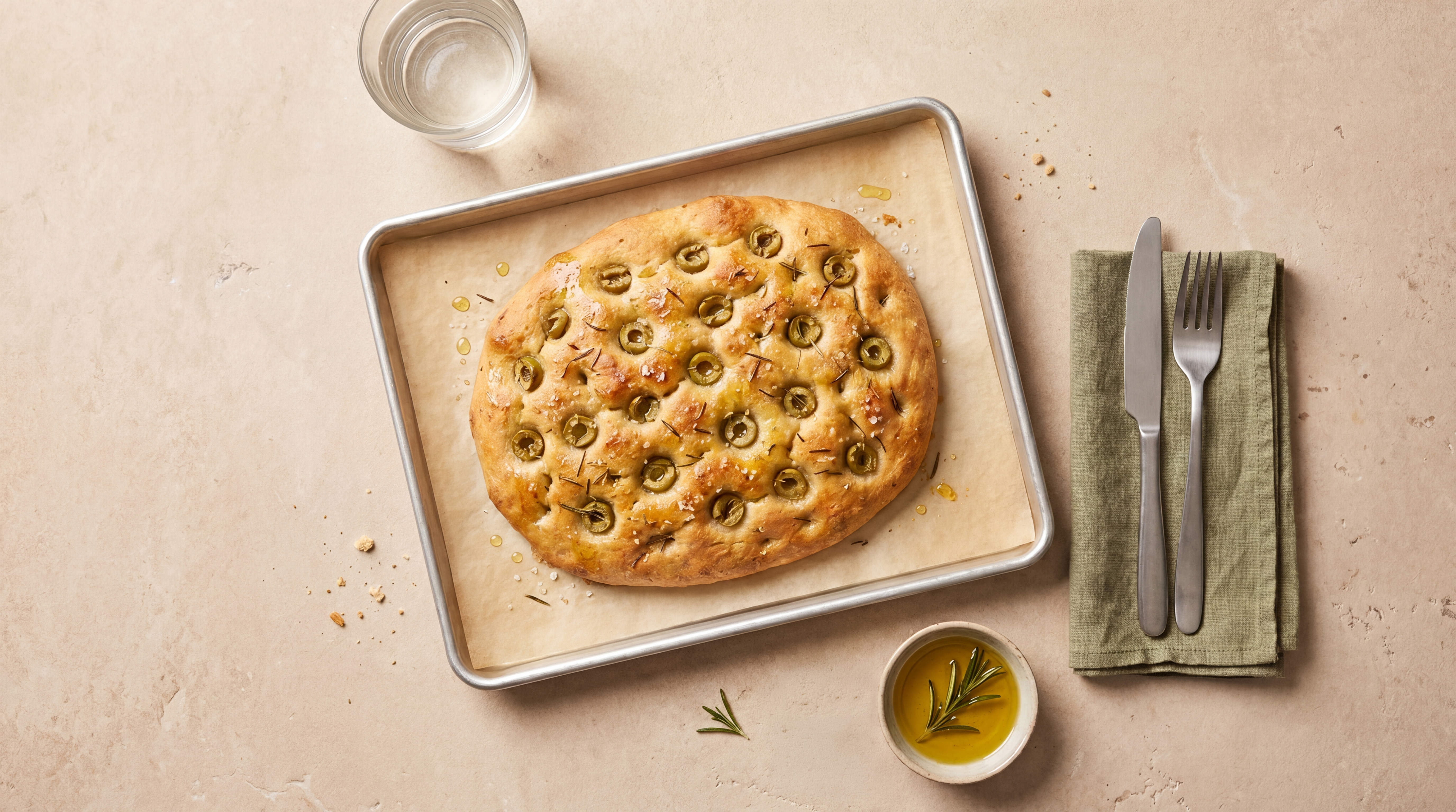 Glutenvrije focaccia met olijven