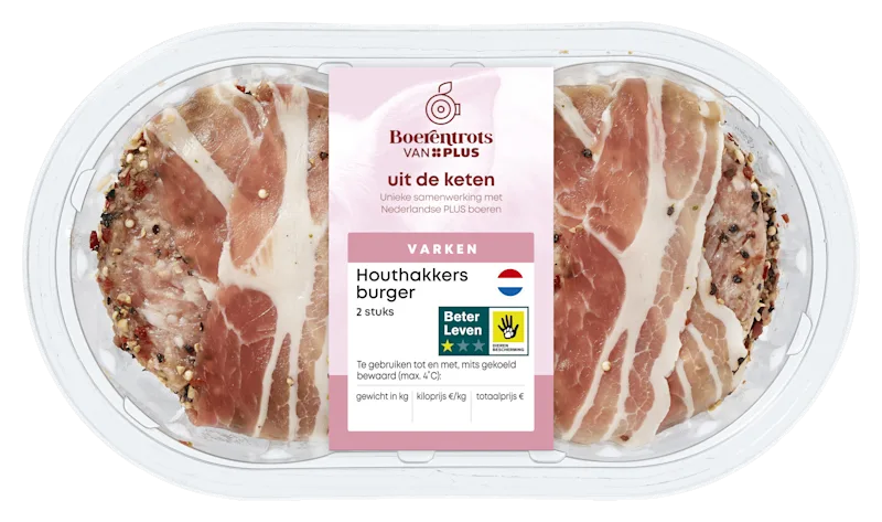 PLUS Boerentrots Houthakkers burger 2 stuks