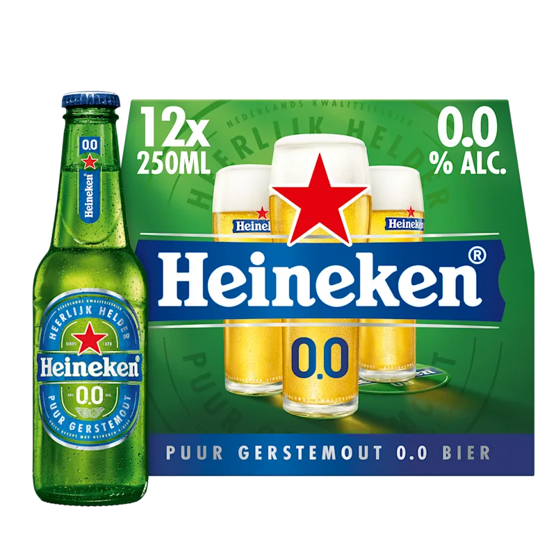 Heineken Premium Pilsener 0.0 Bier Draaidop Fles 12 x 250ml