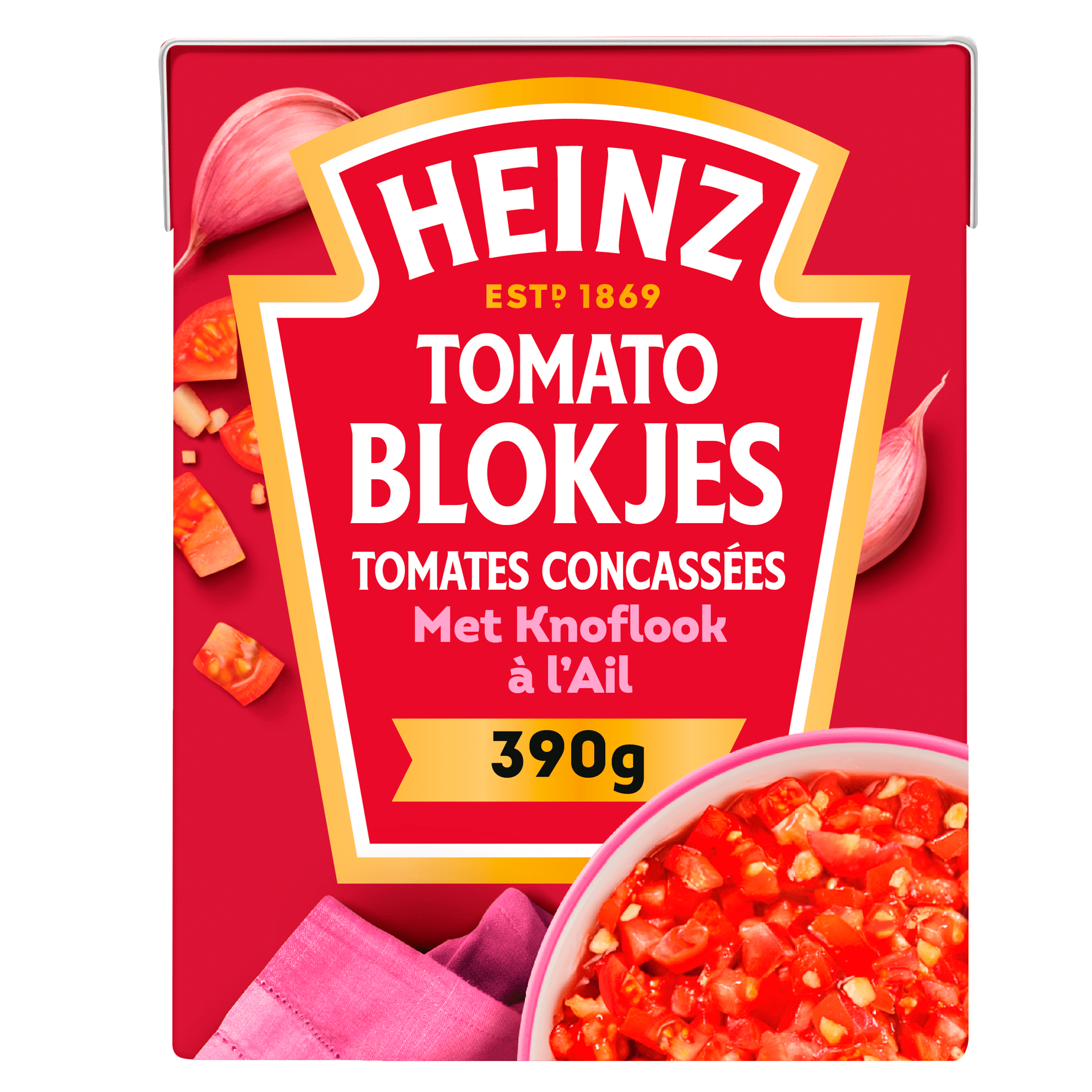 Heinz Tomatenblokjes Met Knoflook Per Pak 390 G