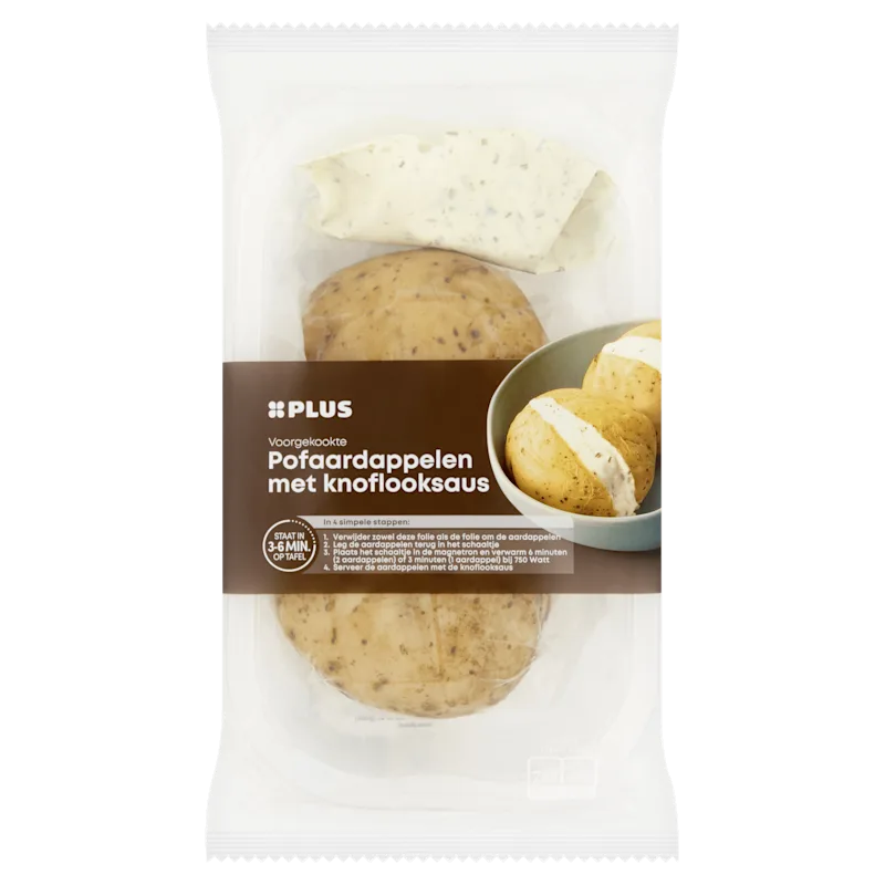 PLUS Pofaardappel met knoflooksaus