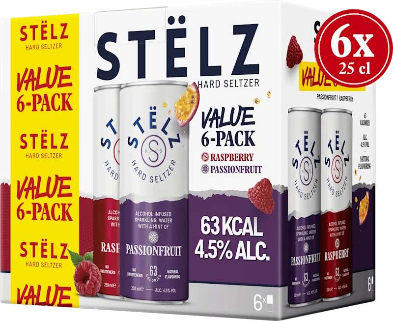 Stëlz Hard Seltzer Raspberry & Passionfruit
