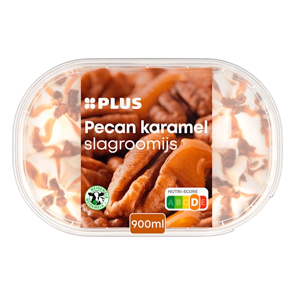 PLUS slagroomijs pecan karamel