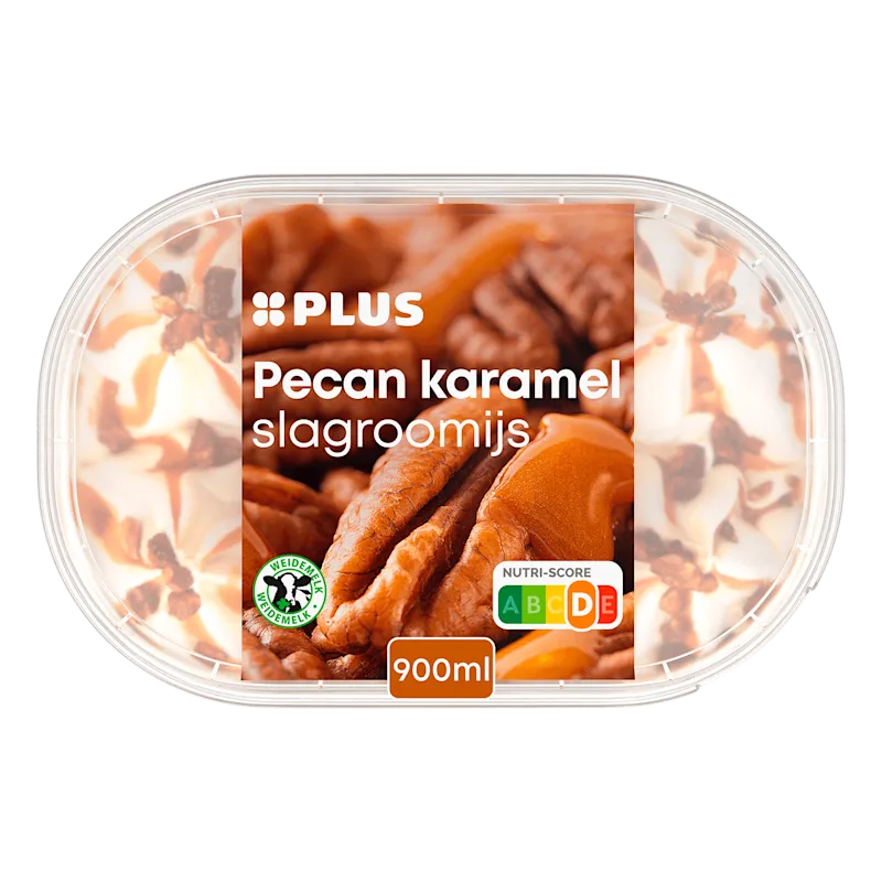 PLUS slagroomijs pecan karamel