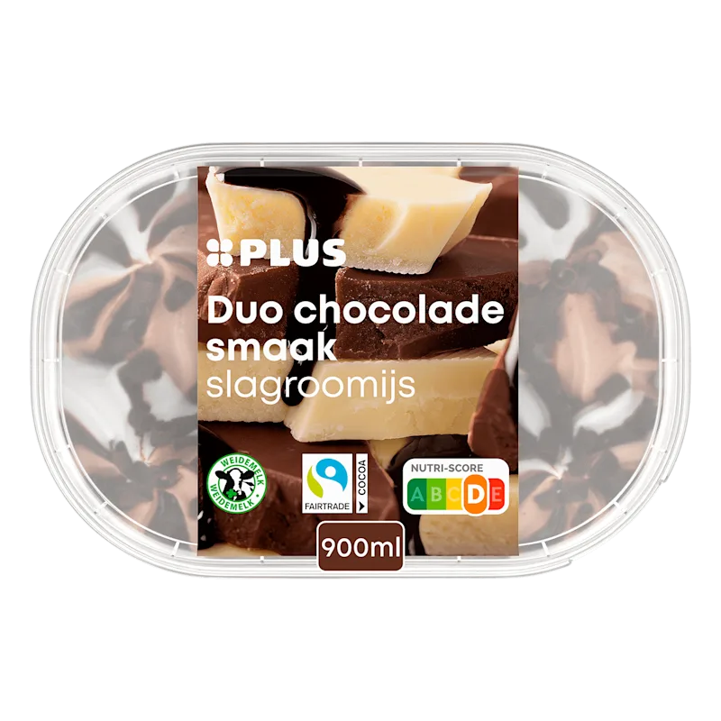 PLUS slagroomijs duo chocolade