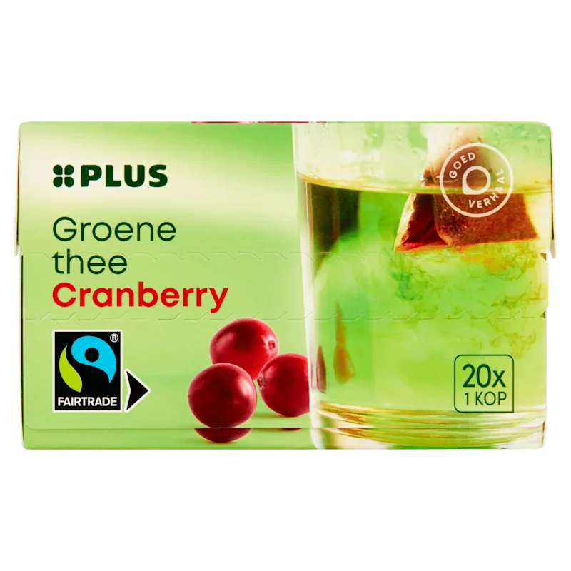 PLUS Groene Thee Cranberry Fairtrade