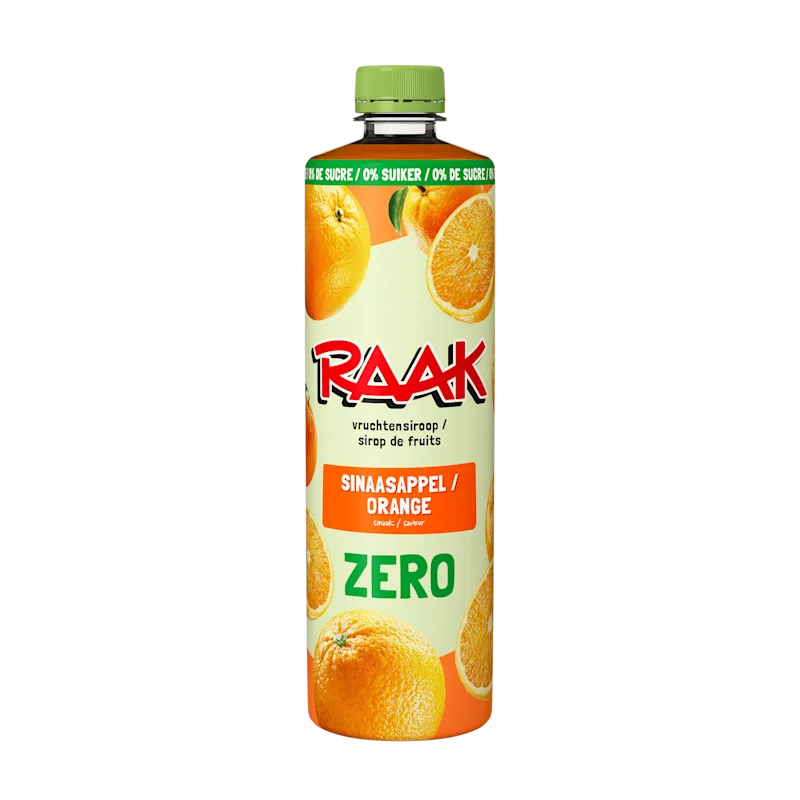 Raak Vruchtensiroop Sinaasappel Zero Fles 750ML