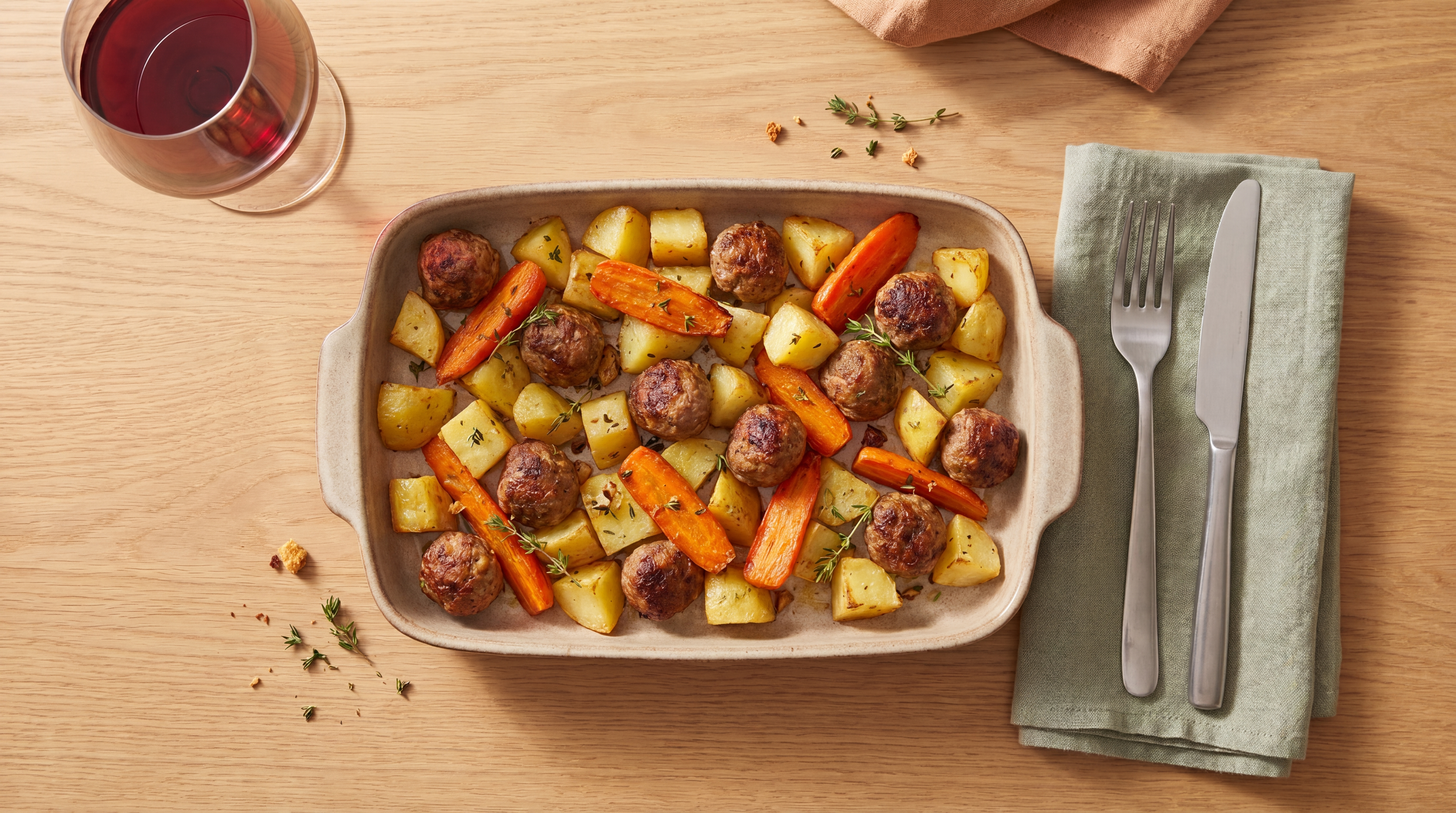 Traybake met gehaktballetjes