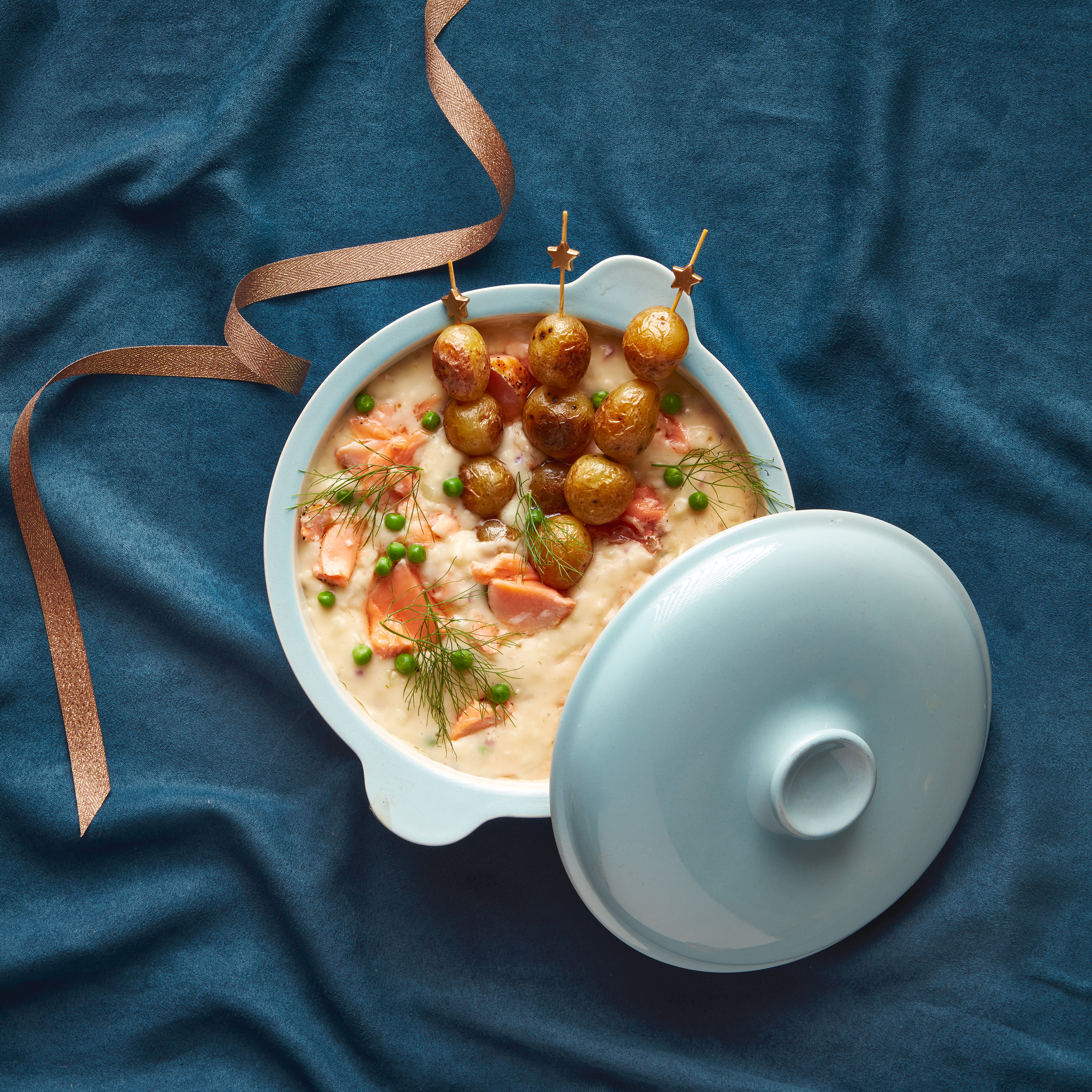 Zalmpannetje met venkel en krielspies
