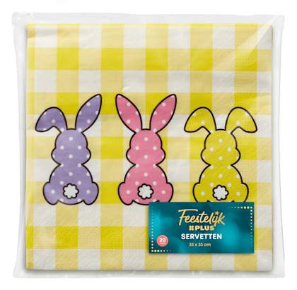 Pasen servet Haasjes Ruit