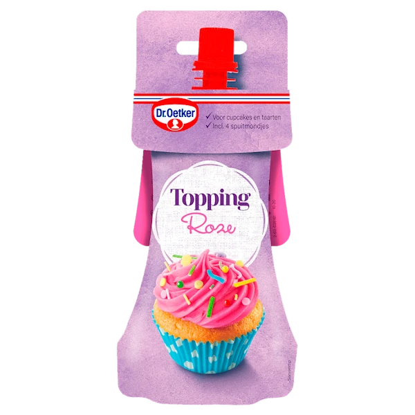 Dr. Oetker Topping roze taart versiering