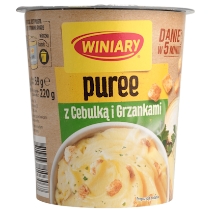 Ziemniaki aardappelpuree ui croutons