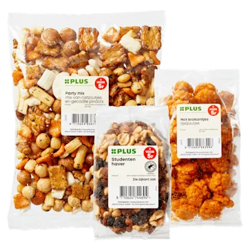 PLUS Pinda's, noten of rijstzoutjes
