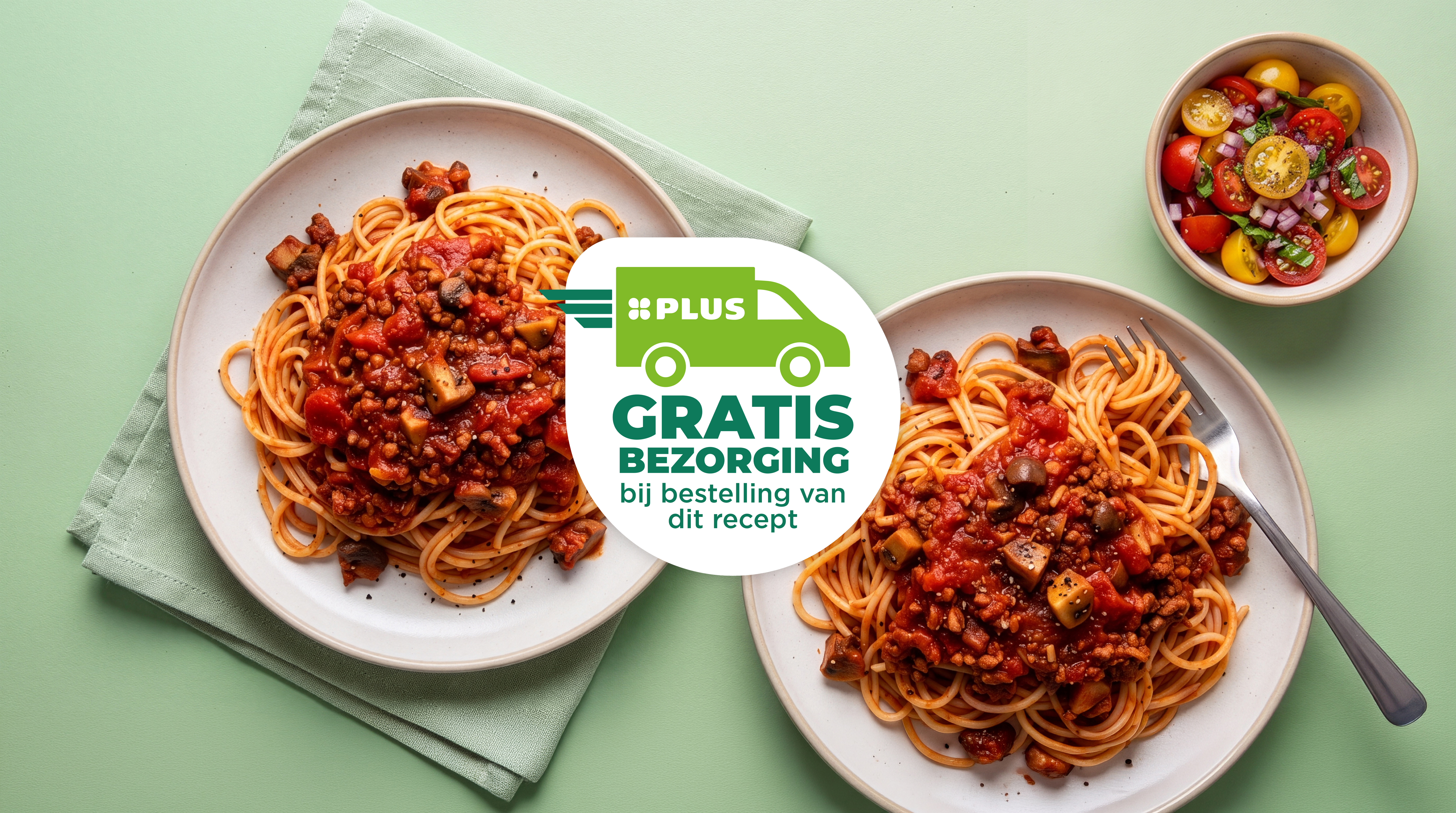 Pasta met vega gehakt en champignons in tomatensaus