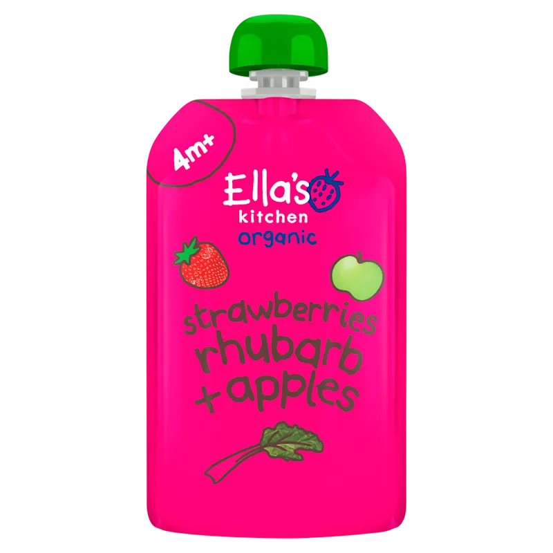 Ella's Kitchen Knijpfruit aardbei, rabarber+appel 4m+