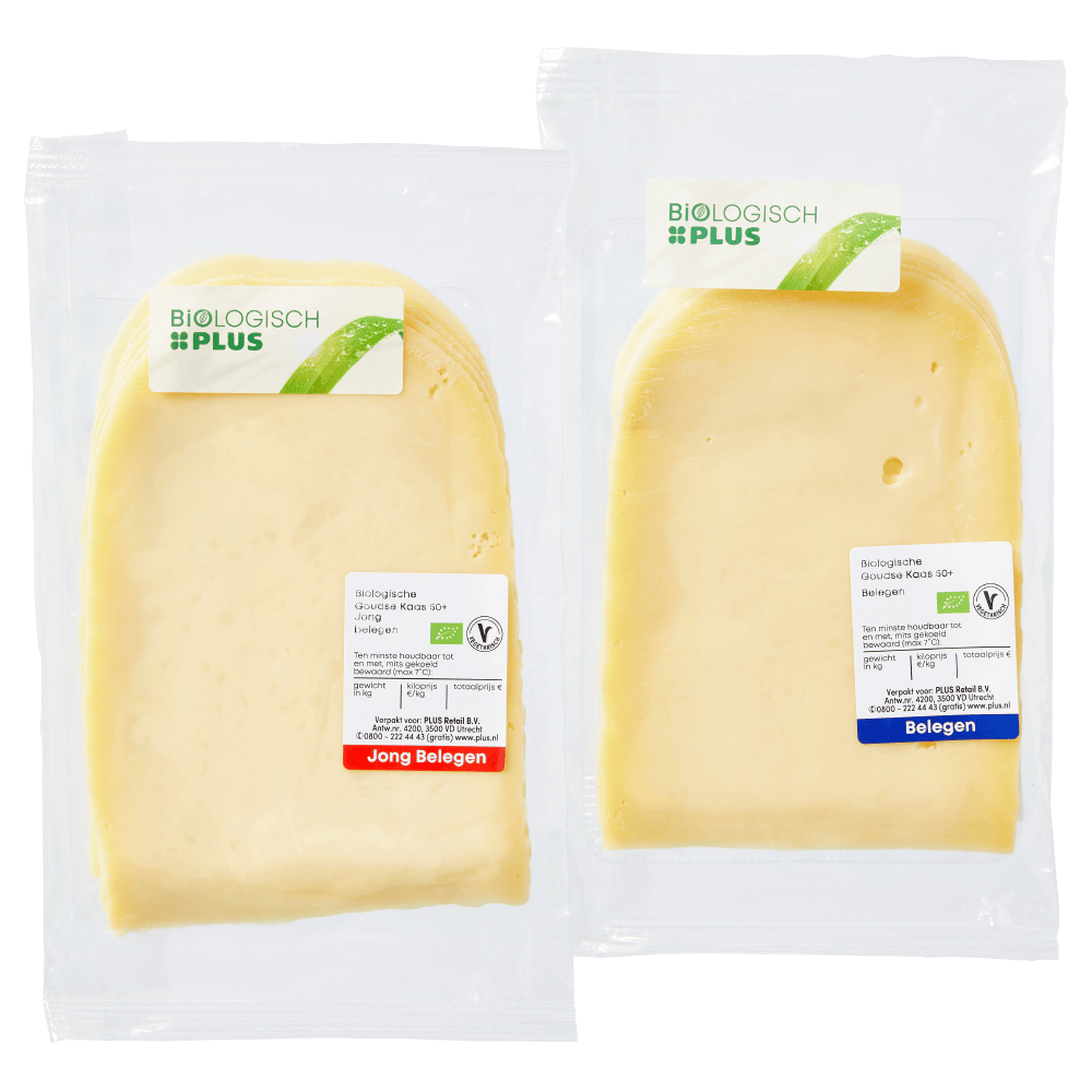 Biologisch PLUS en Fryske Kies & Mix Goudse kaas 50+ plakken