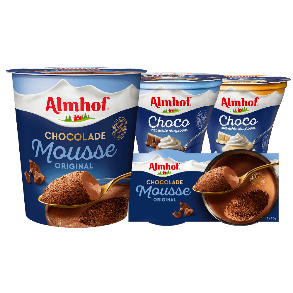 Almhof Mousse en choco met slagroom dessert